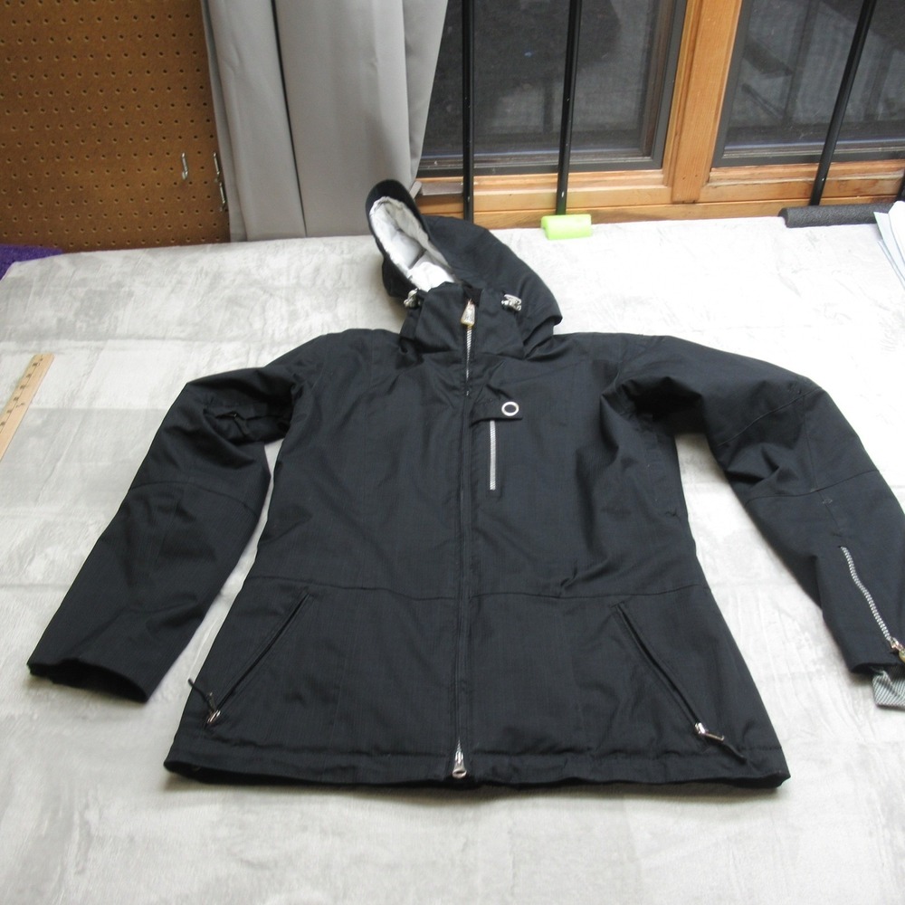 Obermeyer Tara Jacket Womens 8 Black Hooded Insulated Water Resistant Full Zip